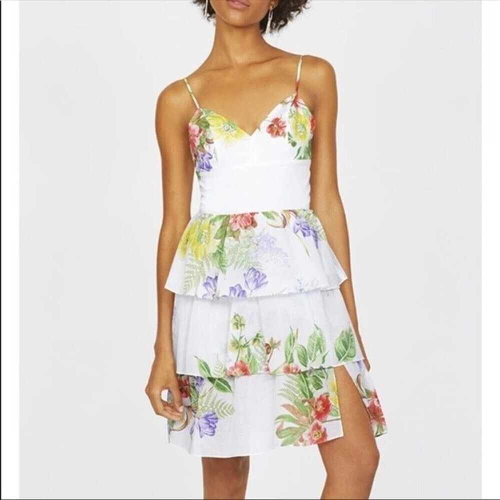 Amanda Uprichard White Asymmetrical Ruffled Mini Dress